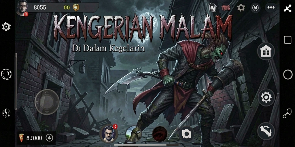 Screenshot gameplay 8055 yang menunjukkan suasana horor yang mencekam.