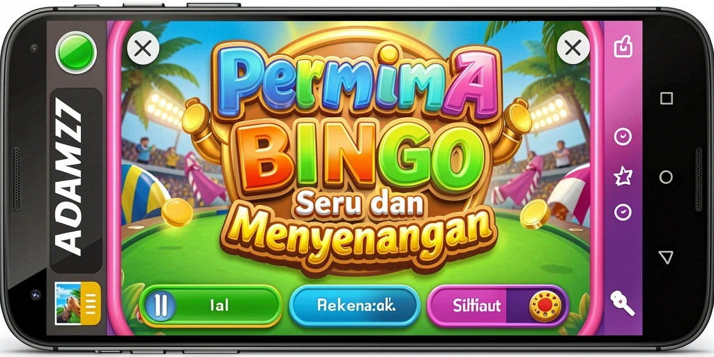 Screenshot gameplay Bingo ADAM77 menampilkan suasana permainan yang seru.