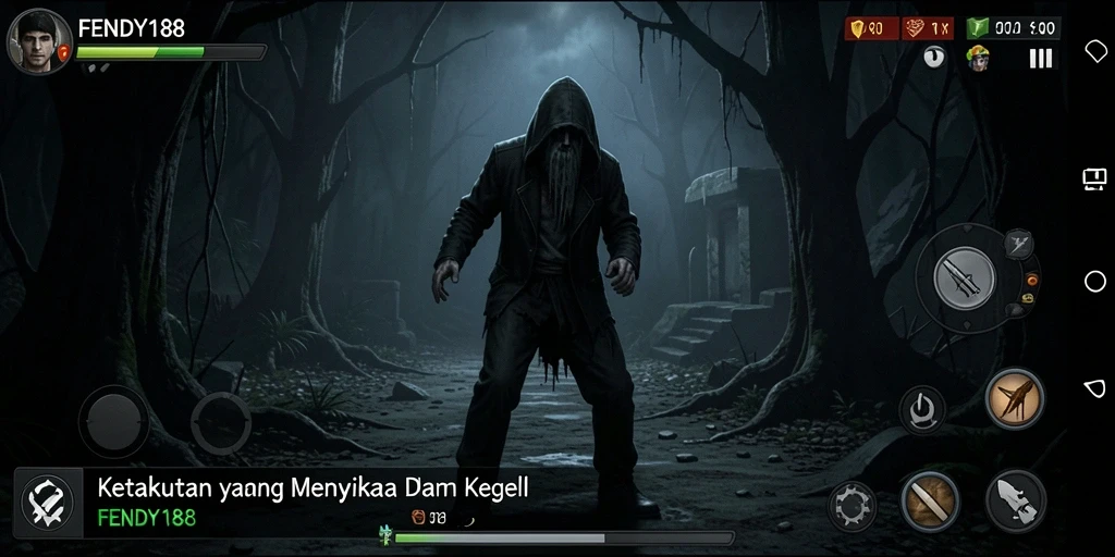Tampilan gameplay mendebarkan dengan atmosfer seram di FENDY188.