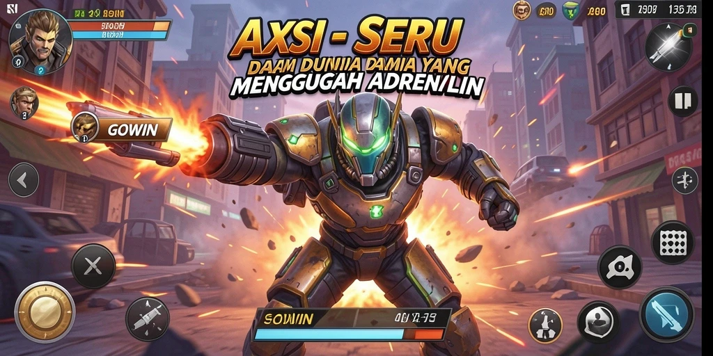 Tangkapan layar GOWIN menampilkan pertempuran intens dalam gameplay Action.