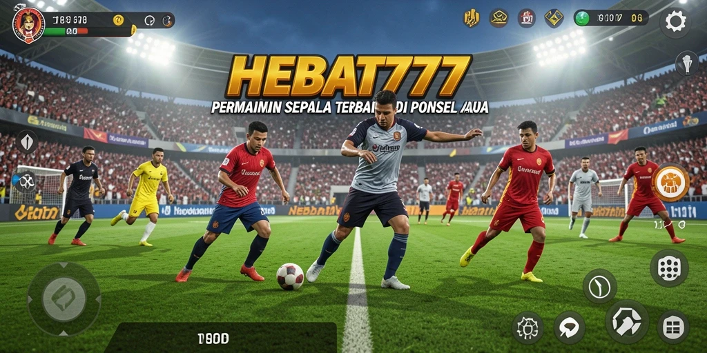 Tangkapan layar menunjukkan aksi seru dalam game sepak bola HEBAT777.