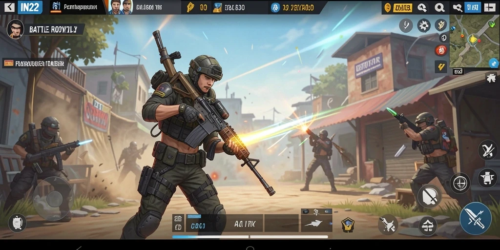 Gameplay seru dan menegangkan di arena Battle Royale IN22.