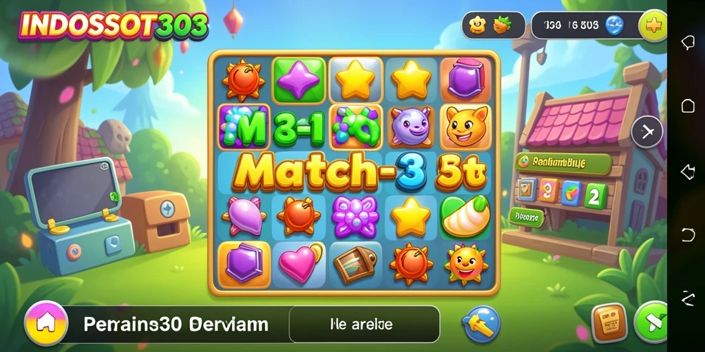 Tangkapan layar menunjukkan gameplay Match-3 yang menarik dan menantang.