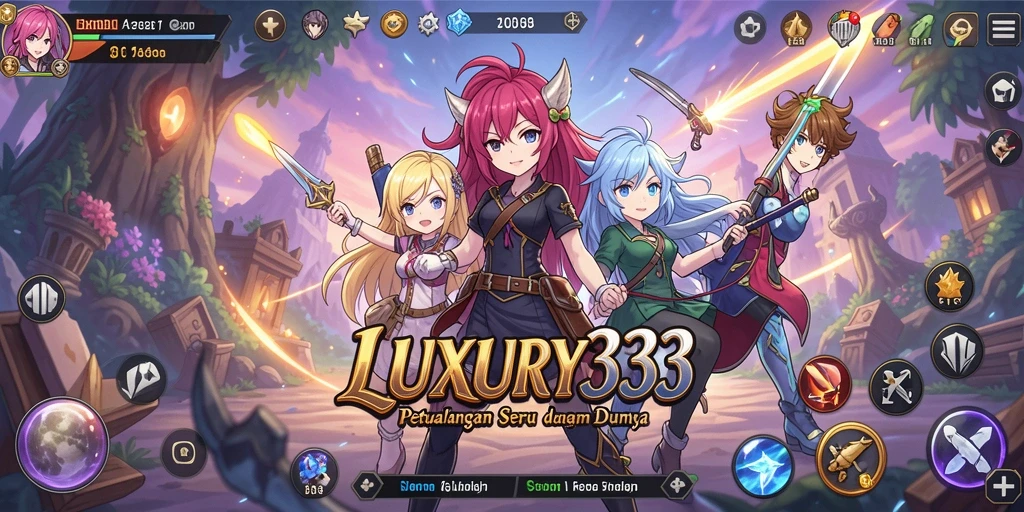 Tangkapan layar gameplay LUXURY333 memperlihatkan aksi karakter dalam dunia Anime.