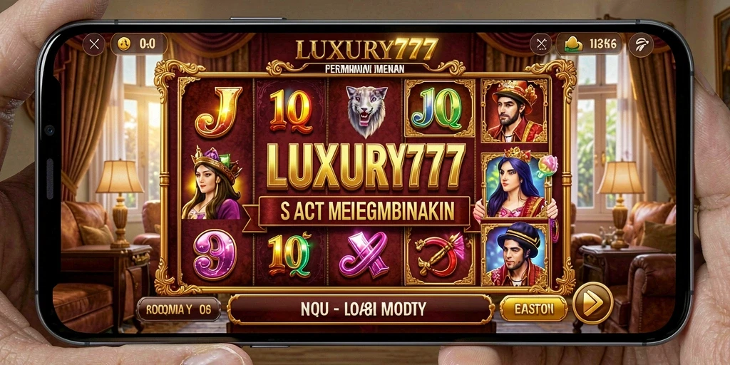Screenshot LUXURY777 menampilkan gameplay Slot yang seru dan berwarna.