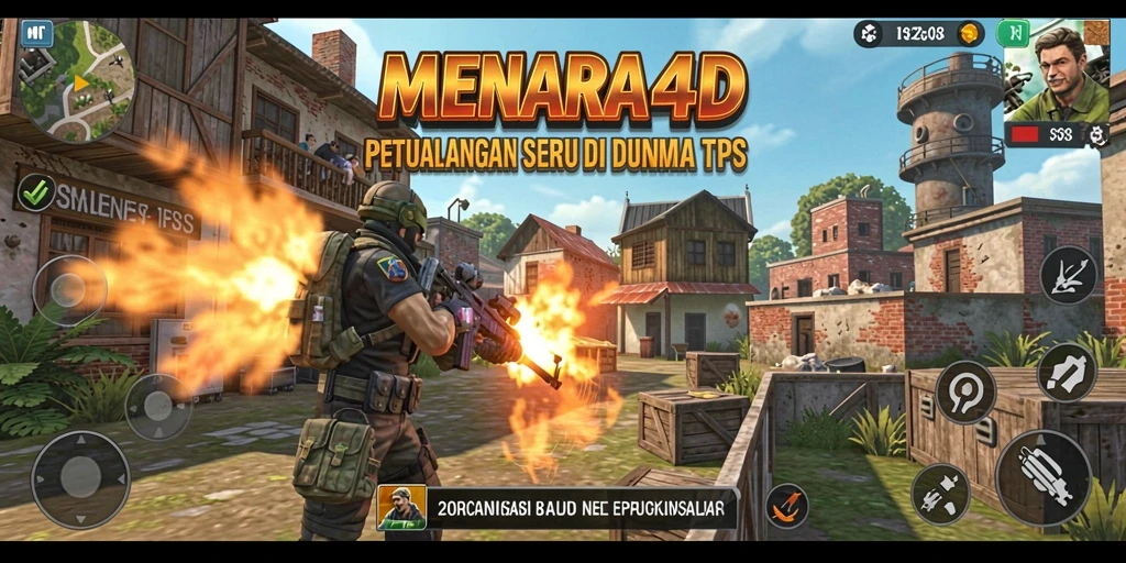 Tampilan seru gameplay MENARA4D dalam pertempuran TPS.