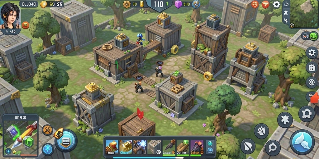 Screenshot menampilkan aksi seru dalam game Tower Defense OLLO4D.