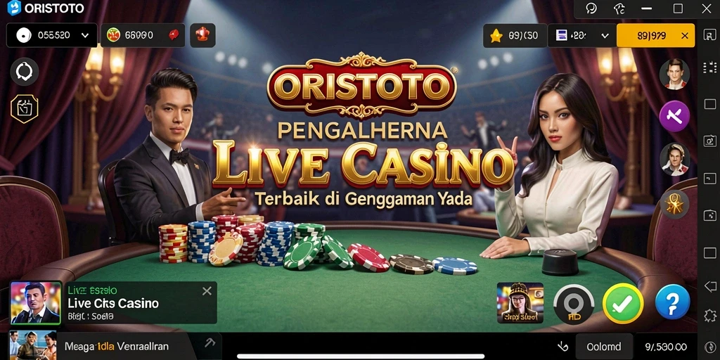 Screenshot gameplay ORISTOTO dengan live dealer yang profesional.
