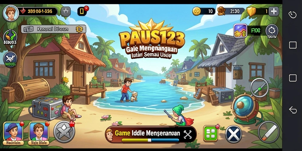 Tampilan gameplay PAUS123 yang seru dengan karakter unik dalam mode Idle.