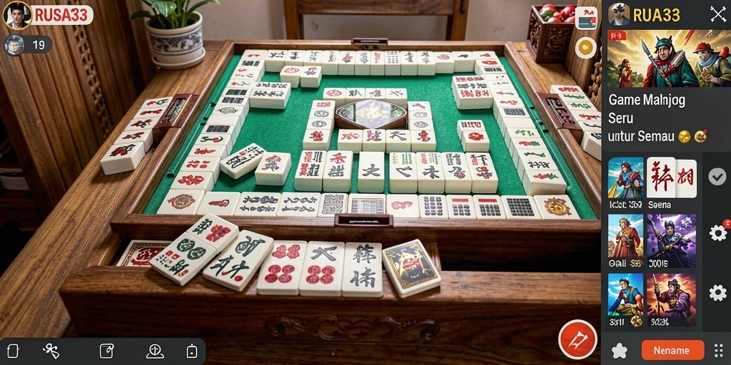 Tangkapan layar RUSA33 menampilkan gameplay Mahjong yang mendebarkan.