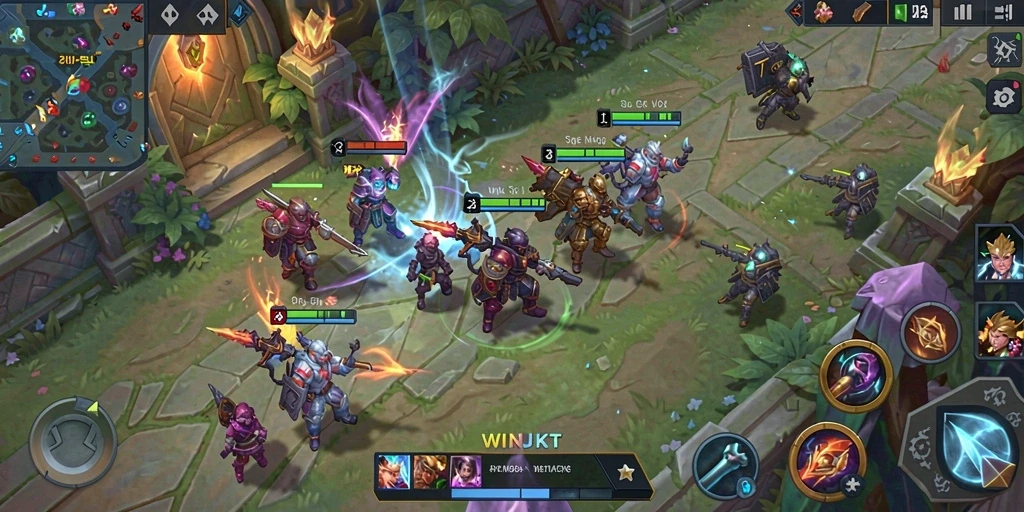 Gameplay seru di arena pertempuran WINJKT.