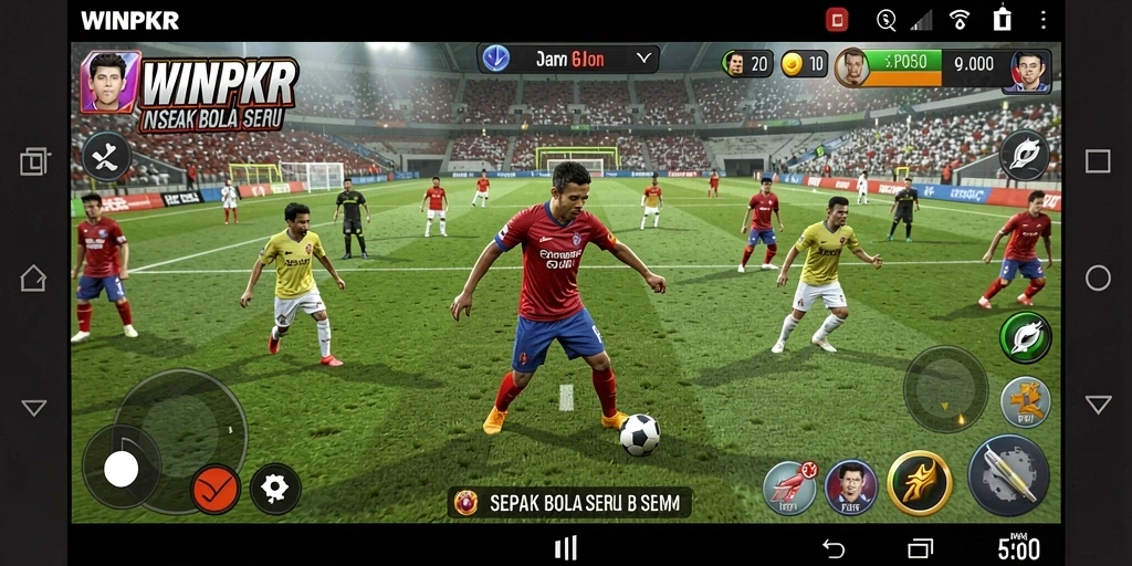 Gameplay WINPKR yang menegangkan dan seru di lapangan sepak bola.
